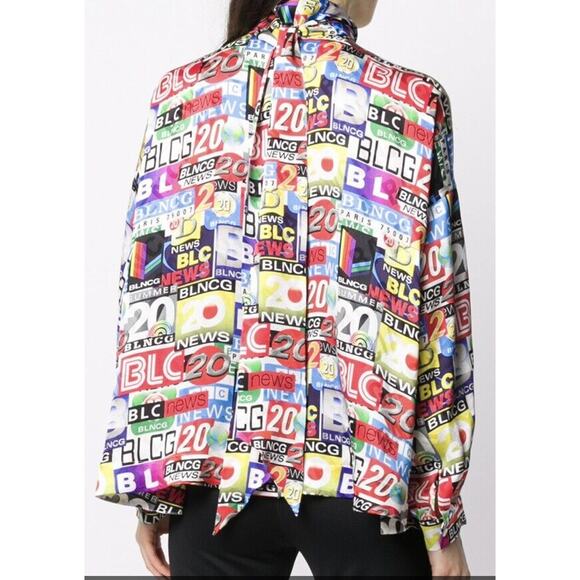 Balenciaga Women's News 2020 Silk Jacquard 2020 Blouse Shirt size 34 NWT - Picture 1 of 5
